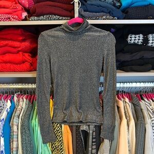 Express gray/metallic threads long sleeve turtleneck top size XS NWT